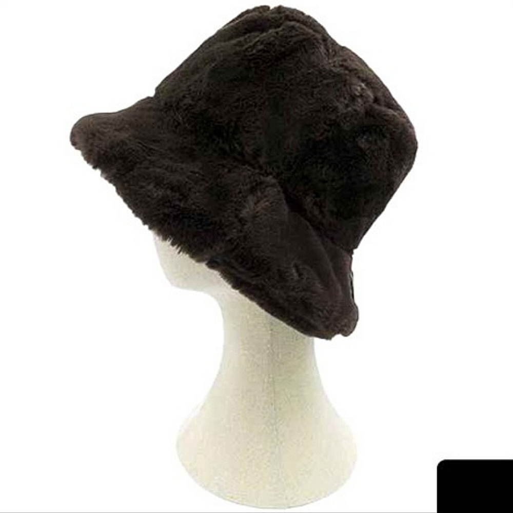 Brown Fur Bucket Hat Statement Style Trendy Fuzzy Cute